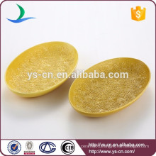 Wholesale home decoration yellow ceramic dessert fruit plate